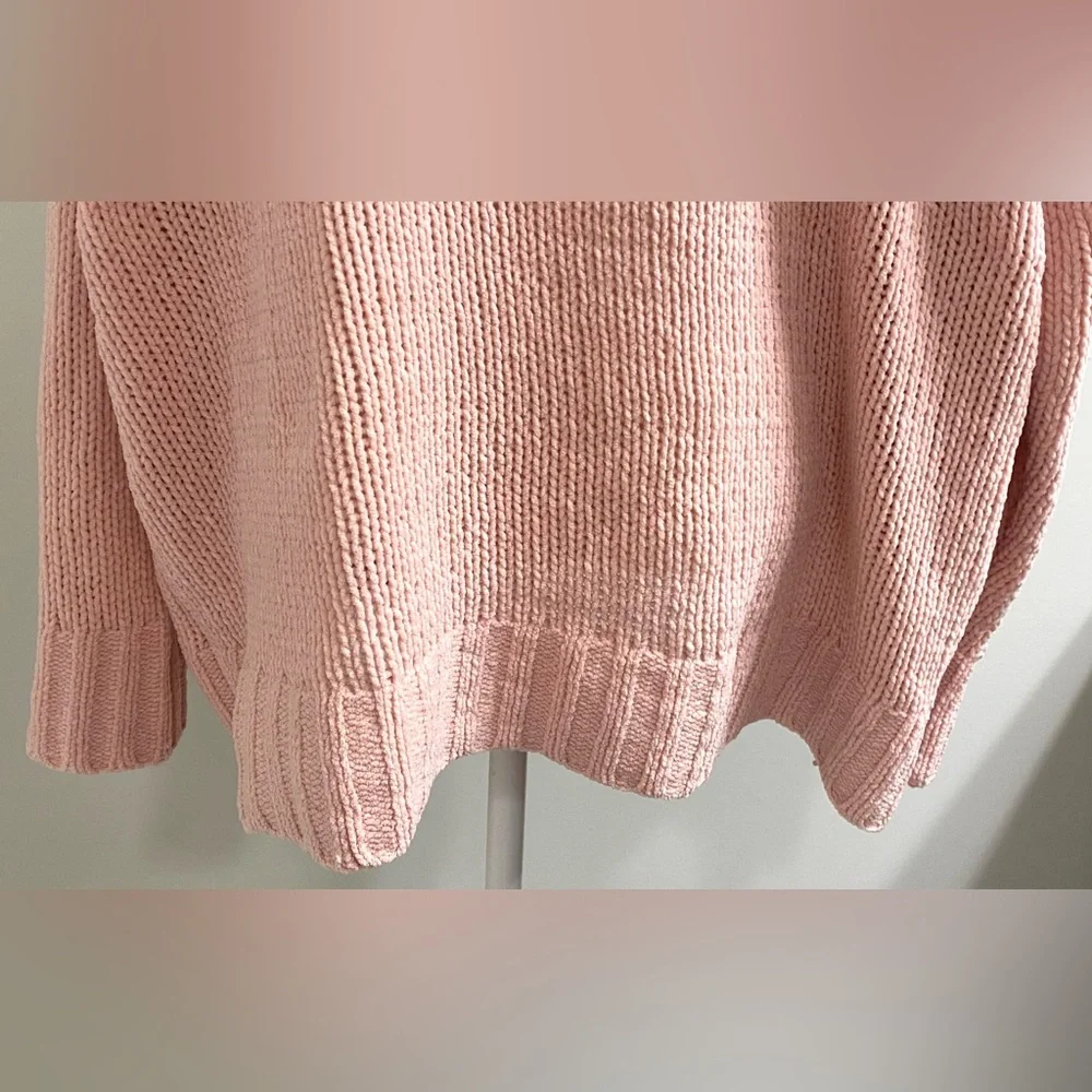 Aerie Womens S Pink Oversized Long Sleeve V-Neck Sweater Boho Cottage Cabincore - Picture 6 of 15